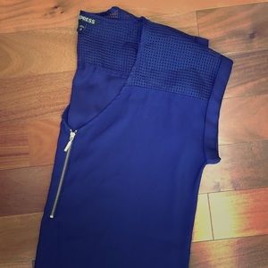 Express Silky Zip Front Gramercy Tee Blouse
